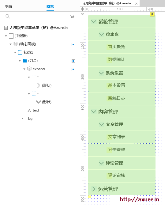 Axure无限级导航菜单（基础树TREE组件）